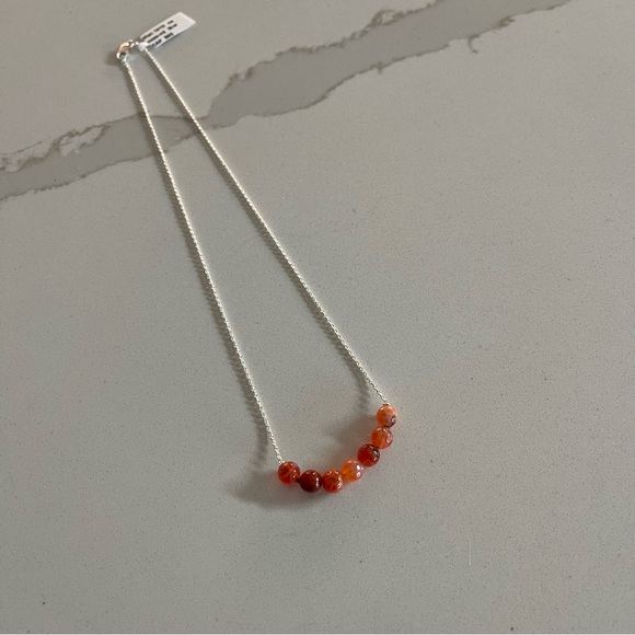 One of a kind faceted Carnelian beads in center of 17”necklace - Picture 2 of 10